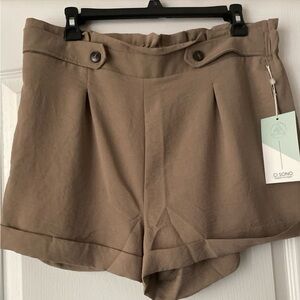 Ci Sono Women's High Waist Brown Shorts